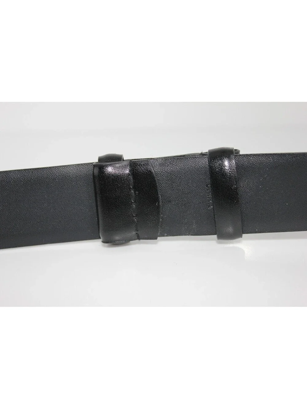 Women's Black Simulated Leather Slide Belt Silver Textured Buckle Size XL 100310